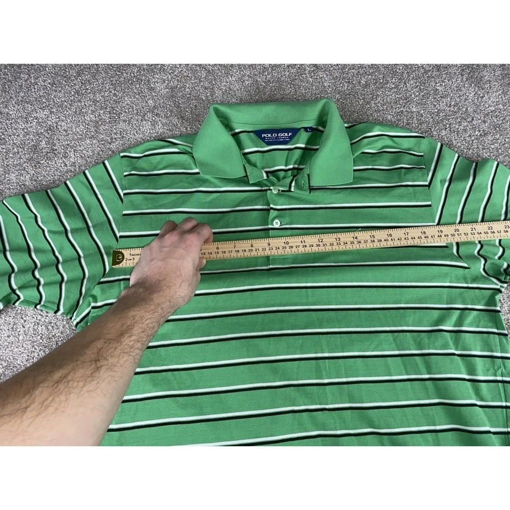 Polo Ralph Lauren Golf Pima Cotton Shirt Mens‎ Large Green/White/Black Striped